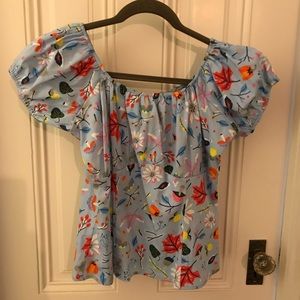 Pinup Girl Peasant Top Blue First Frost XL NWOT